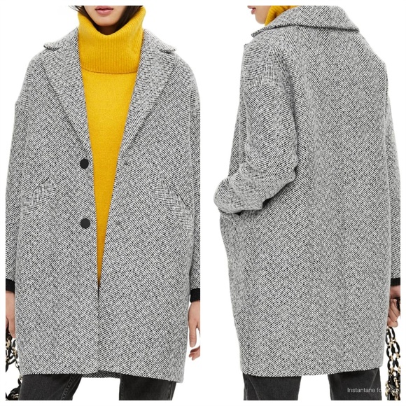 topshop herringbone check coat